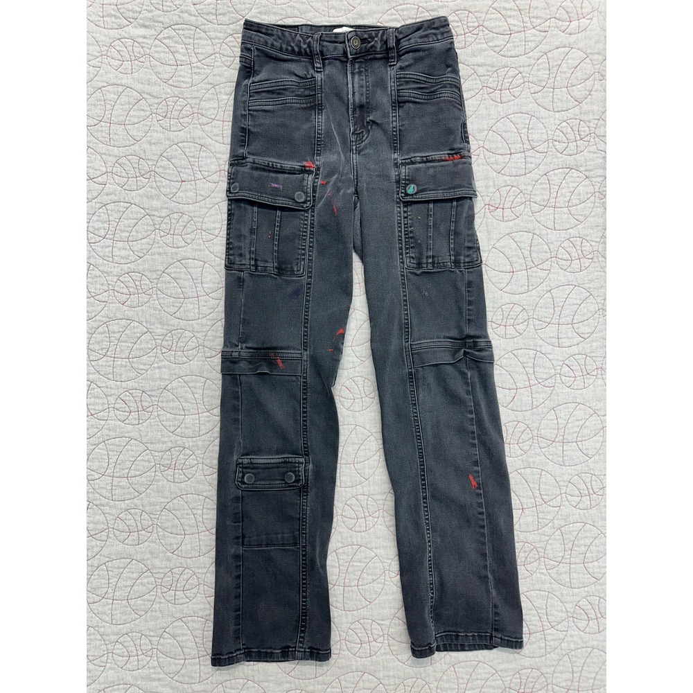 Hidden Los Angeles Cargo Pants Black Straight Leg Utility / Women's 28